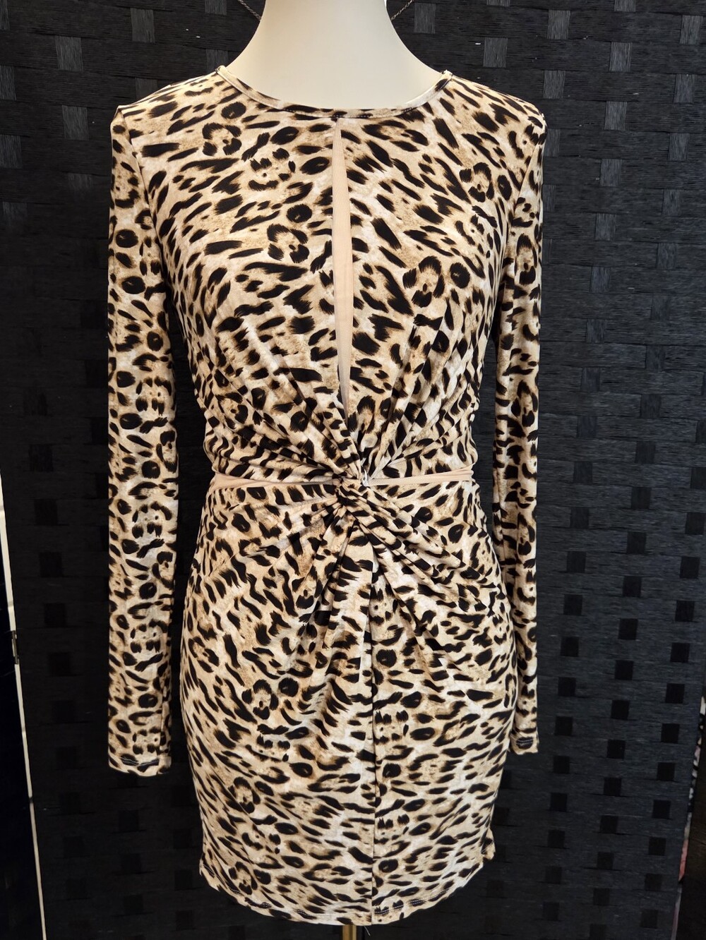 Who I Am Leopard Print Cutout Twist Front Mini Dress NWT Size 6
